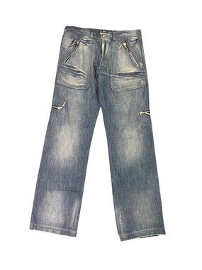 V Jeans Mens Cargo Style Jeans Multiple Pockets & Zipper Accents Sz 38/52